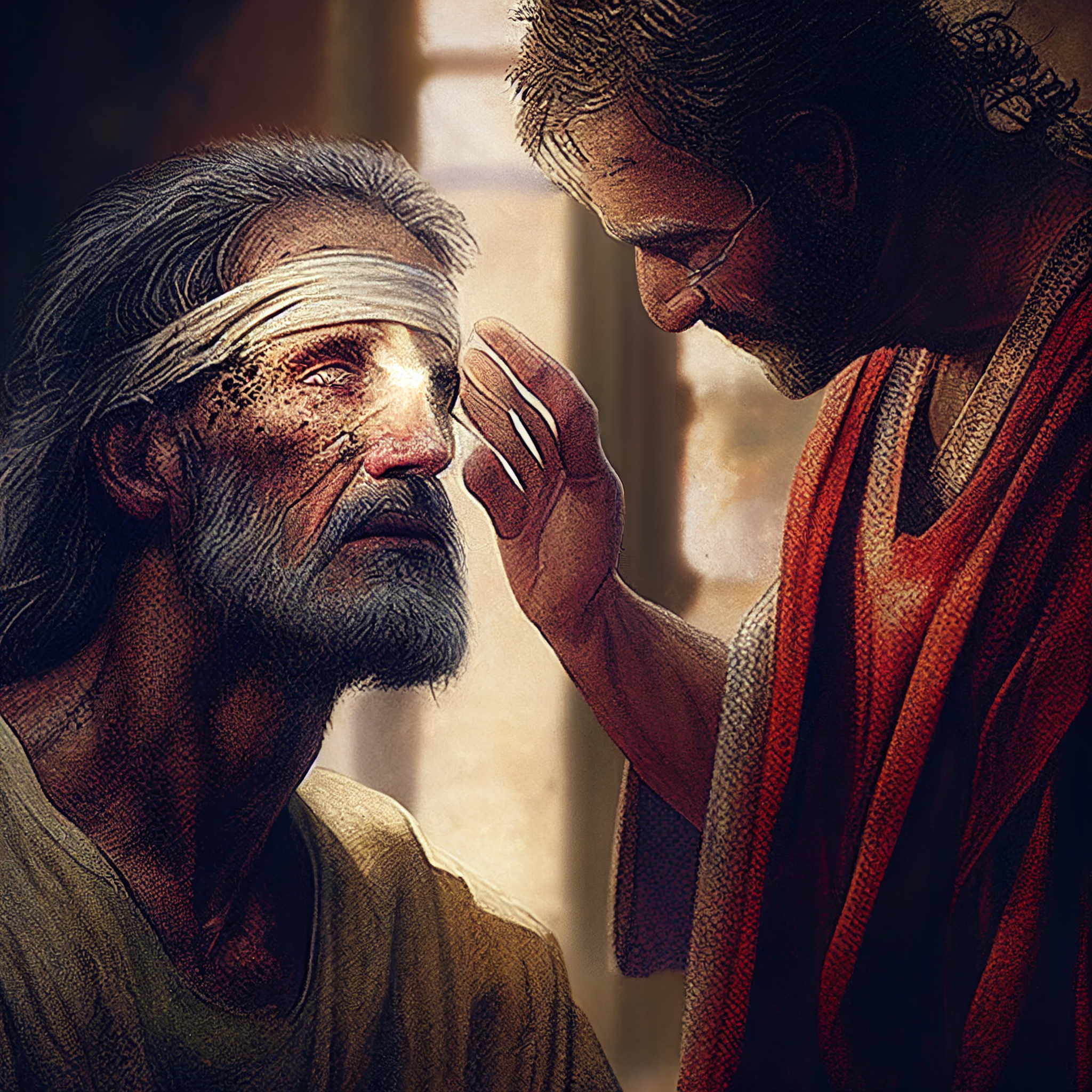Story of the man born blind, healed by Jesus.