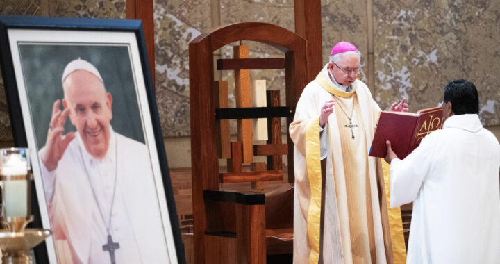 Archbishop Jose H. Gomez celebrated a special Mass for the eternal rest of Pope Francis on April 21, 2025, hours after the pope's death. (Victor Alemán)