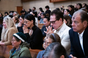 L.A. Catholics pray during Ash Wednesday Mass on March 5, 2025. (Victor Alemán).